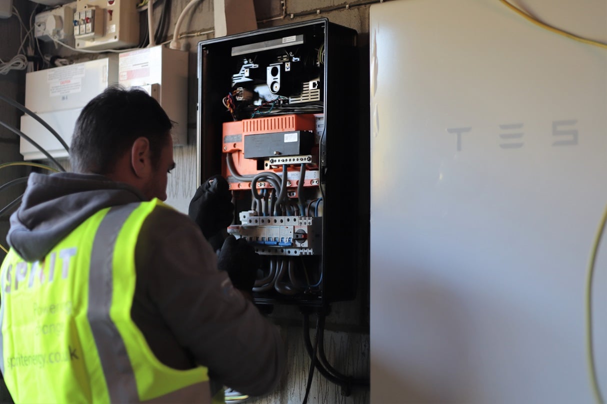Tesla Powerwall gateway being wired up
