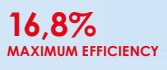 16.8% maximum efficiency