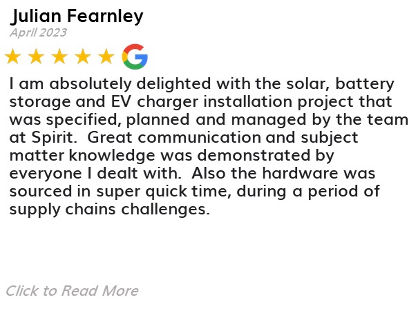 Julian Fearnley - Spirit Energy Solar and Battery - Google Review